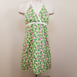 Lilly Pulitzer Floral Green Pink Halter Dress 6